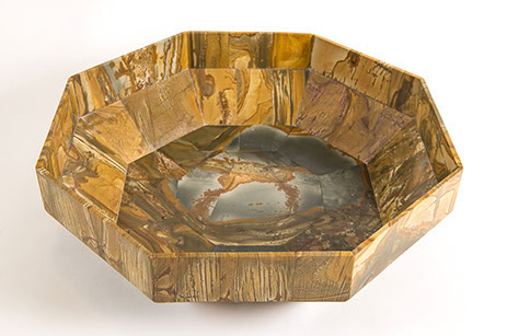 Jasper agate stone basin used in water fountain by Santa Fe Stone Creations