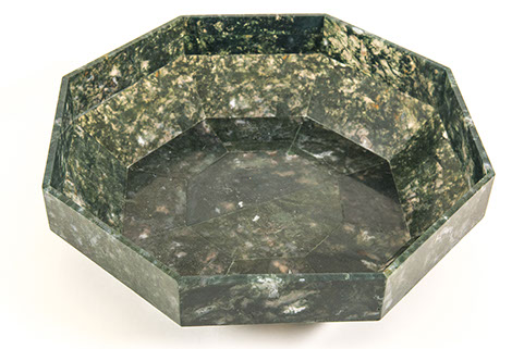 Moss Agate stone art basin for water fountain by Santa Fe Stone Creations