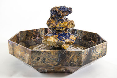 Agate and Azurite stone art water fountain by Santa Fe Stone Creations