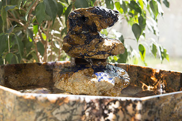 Azurite stone art water fountain center piece by Santa Fe Stone Creations