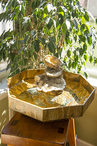 Agate and Geode stone art water fountain by Santa Fe Stone Creations
