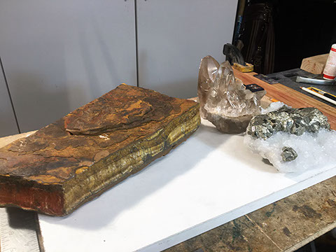 Evaluating semi precious stone for use in stone art water fountains by Santa Fe Stone Creations